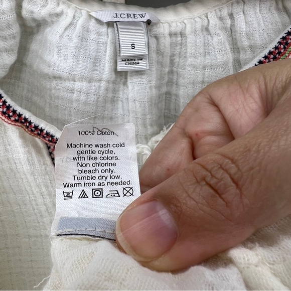 J. Crew Ivory embroidered Peasant Blouse small - Picture 4 of 6